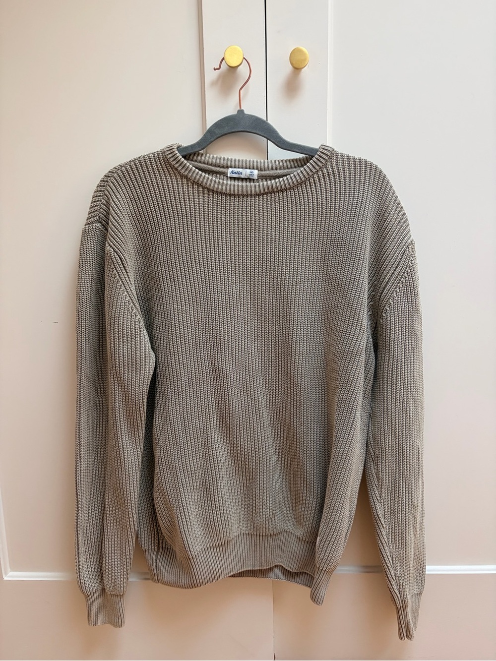 Men's Crewneck Rib Knit Sweater - Taupe Katin